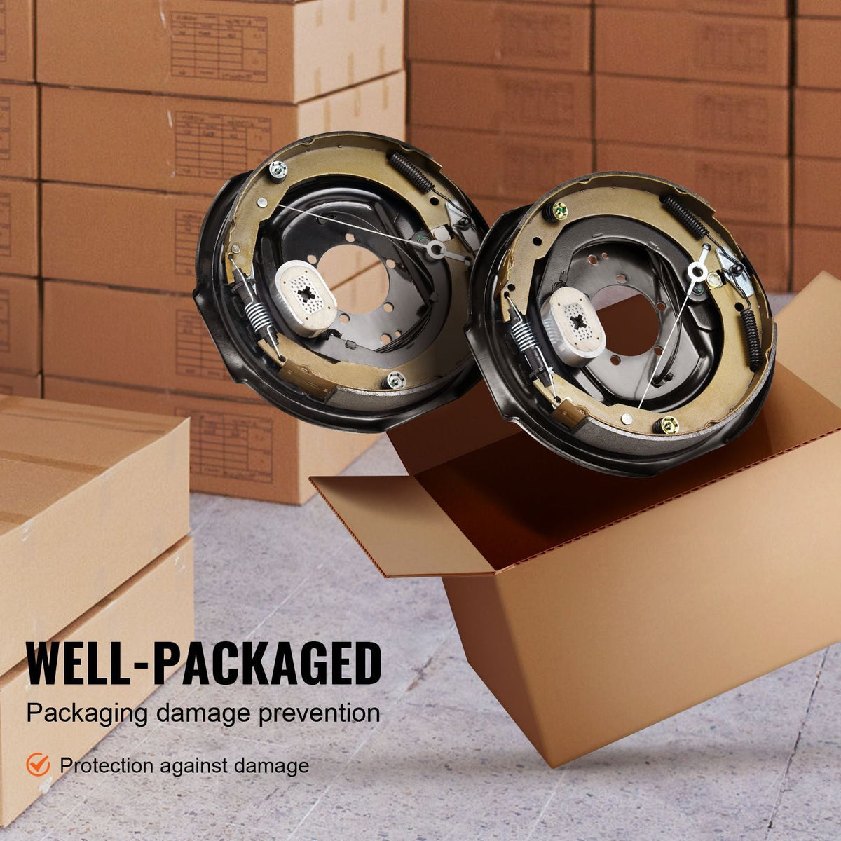 Electric Trailer Brake Assembly, 12" x 2", 1 Pair Self-Adjusting Electric Brakes Kit for 7000 lbs Axle, 5-Hole Mounting, Backing Plates for Braking System Part Replacement (1 Right + 1 Left)