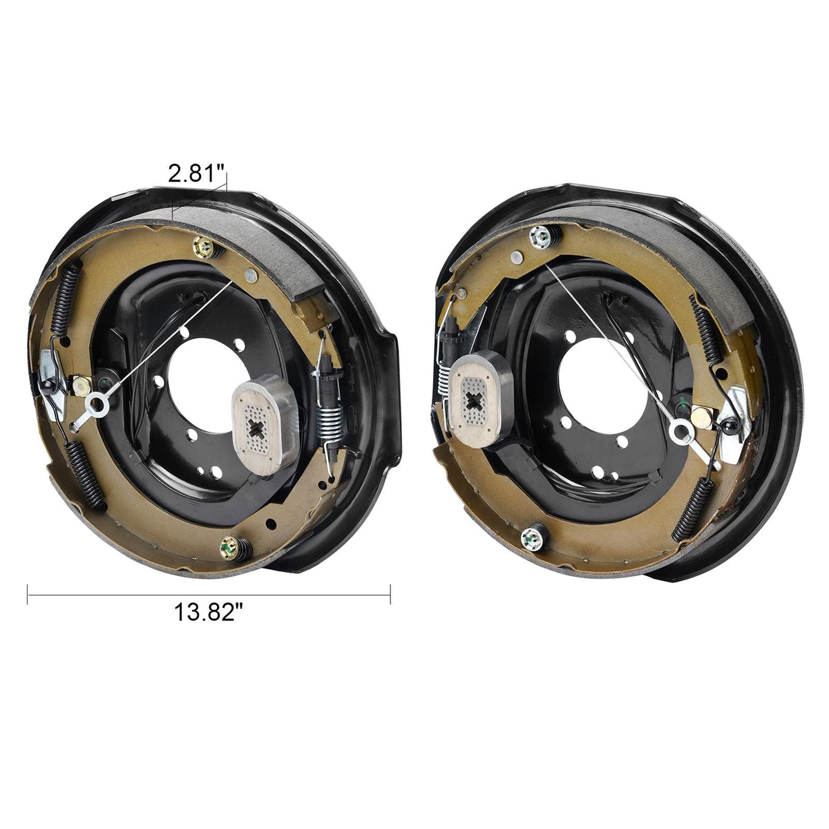 Electric Trailer Brake Assembly, 12" x 2", 1 Pair Self-Adjusting Electric Brakes Kit for 7000 lbs Axle, 5-Hole Mounting, Backing Plates for Braking System Part Replacement (1 Right + 1 Left)