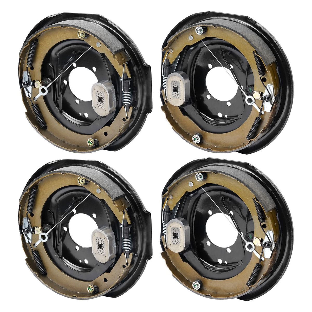Electric Trailer Brake Assembly, 12" x 2", 2 Pairs Self-Adjusting Electric Brakes Kit for 7000 lbs Axle, 5-Hole Mounting, Backing Plates for Braking System Part Replacement (2 Right + 2 Left)