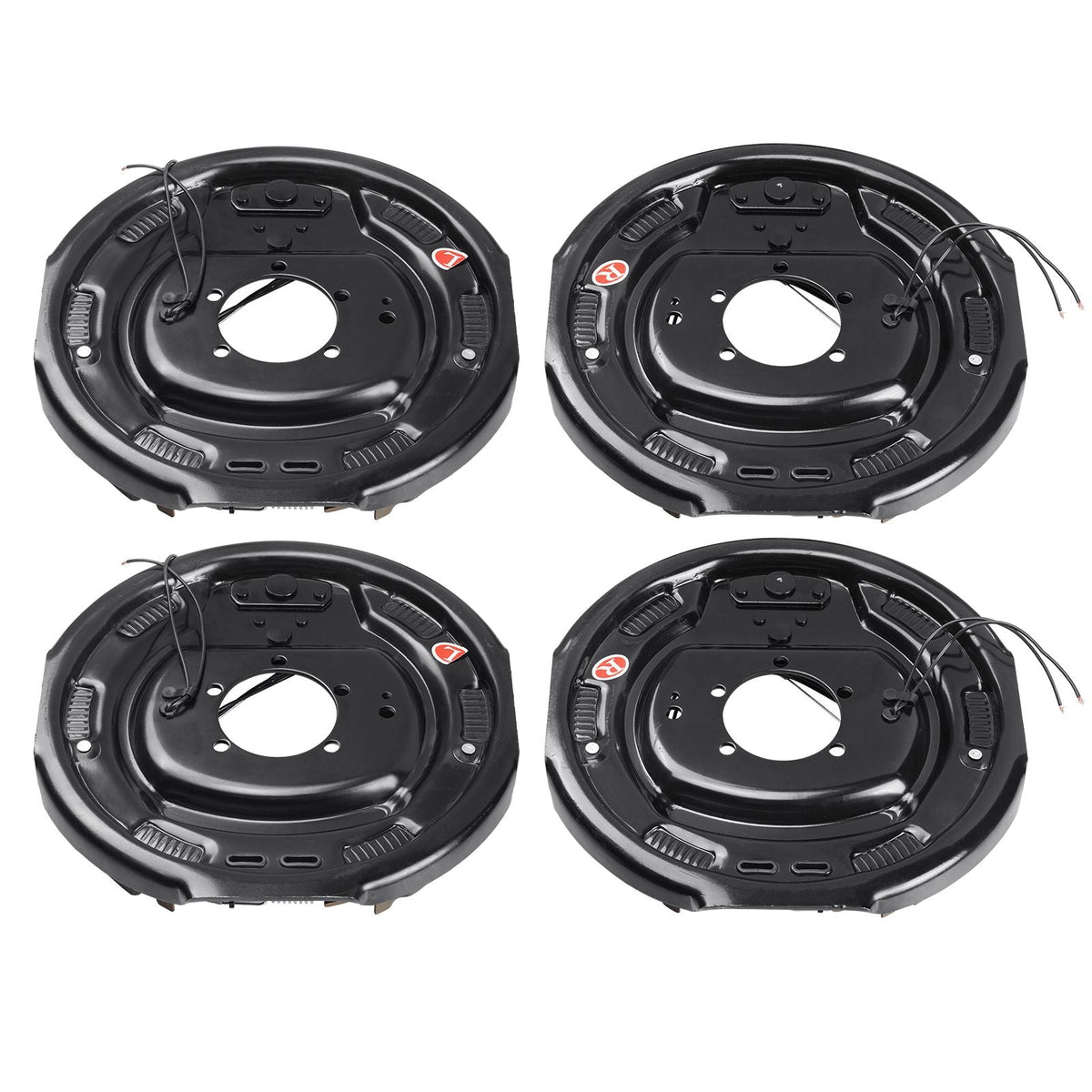 Electric Trailer Brake Assembly, 12" x 2", 2 Pairs Self-Adjusting Electric Brakes Kit for 7000 lbs Axle, 5-Hole Mounting, Backing Plates for Braking System Part Replacement (2 Right + 2 Left)