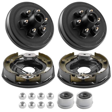 Electric Trailer Brake Assembly, 12 x 2 Inch, 1 Pair Self-Adjusting Electric Brakes Kit for 6000 lbs Trailer Axle, Backing Plates for Braking System Part Replacement, Fit for Trailers, RVs
