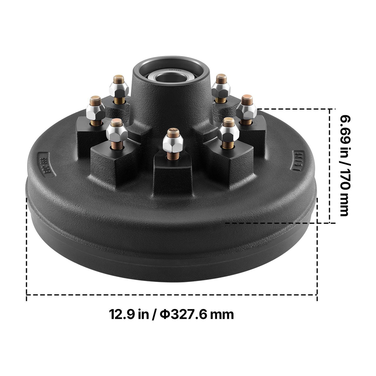 Electric Trailer Brake Drum, 1 Pack, 8-Hole on 4-Inch Bolt Circle Brake Drum for 7000 lbs Trailer Axles, Long Service Life, Replacement of 12 Inch Brake Hub Drums Assembly for Trailers, RVs