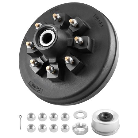 Electric Trailer Brake Drum, 1 Pack, 8-Hole on 4-Inch Bolt Circle Brake Drum for 7000 lbs Trailer Axles, Long Service Life, Replacement of 12 Inch Brake Hub Drums Assembly for Trailers, RVs