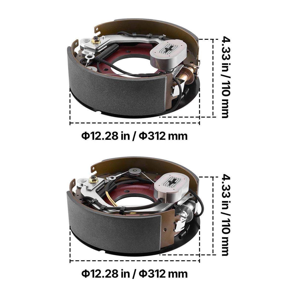 Electric Trailer Brake Kit, 12.25 x 3.375 Inch, 1 Pair Self-Adjusting Electric Brakes Kit for 8000 lbs Trailer Axle, Backing Plates for Braking System Part Replacement, Fit for Trailers, RVs
