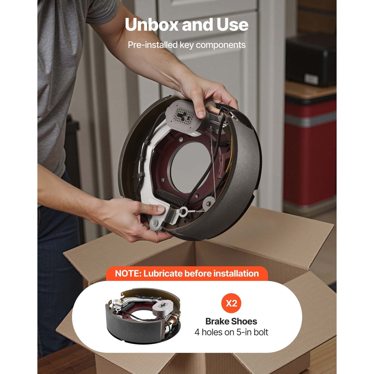 Electric Trailer Brake Kit, 12.25 x 3.375 Inch, 1 Pair Self-Adjusting Electric Brakes Kit for 8000 lbs Trailer Axle, Backing Plates for Braking System Part Replacement, Fit for Trailers, RVs