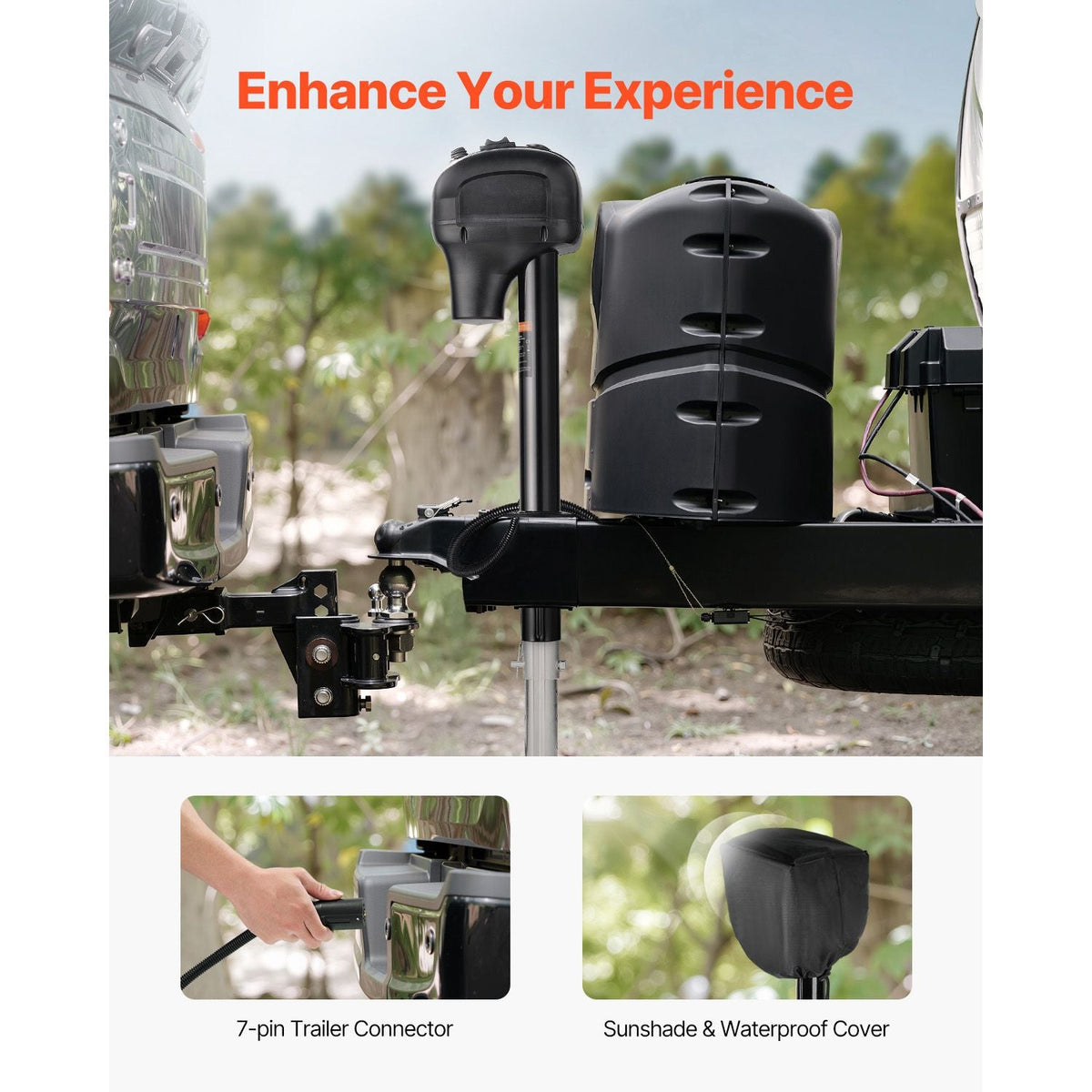 Electric Trailer Jack, 3500 lbs, Heavy Duty RV Electric Power Tongue Jack with 7-pin Connector, Manual Crank Handle & Weatherproof Jack Cover, 9.5"-27.5" Lift, for Trailers, Campers & RVs, Black