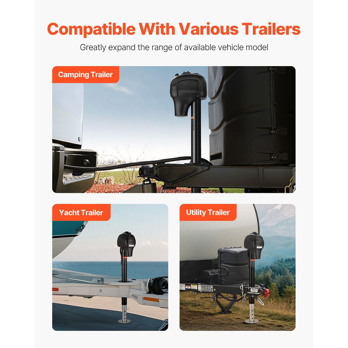 Electric Trailer Jack, 3500 lbs, Heavy Duty RV Electric Power Tongue Jack with 7-pin Connector, Manual Crank Handle & Weatherproof Jack Cover, 9.5"-27.5" Lift, for Trailers, Campers & RVs, Black