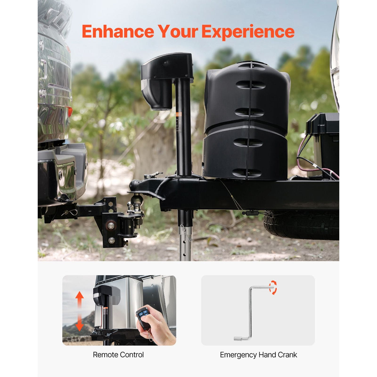 Electric Trailer Jack, 5000 lbs, Heavy Duty RV Electric Power Tongue Jack with 2 Way Connector, Remote Control, Crank Handle & Weatherproof Jack Cover, 10"-28.3" Lift, for Trailers & Campers