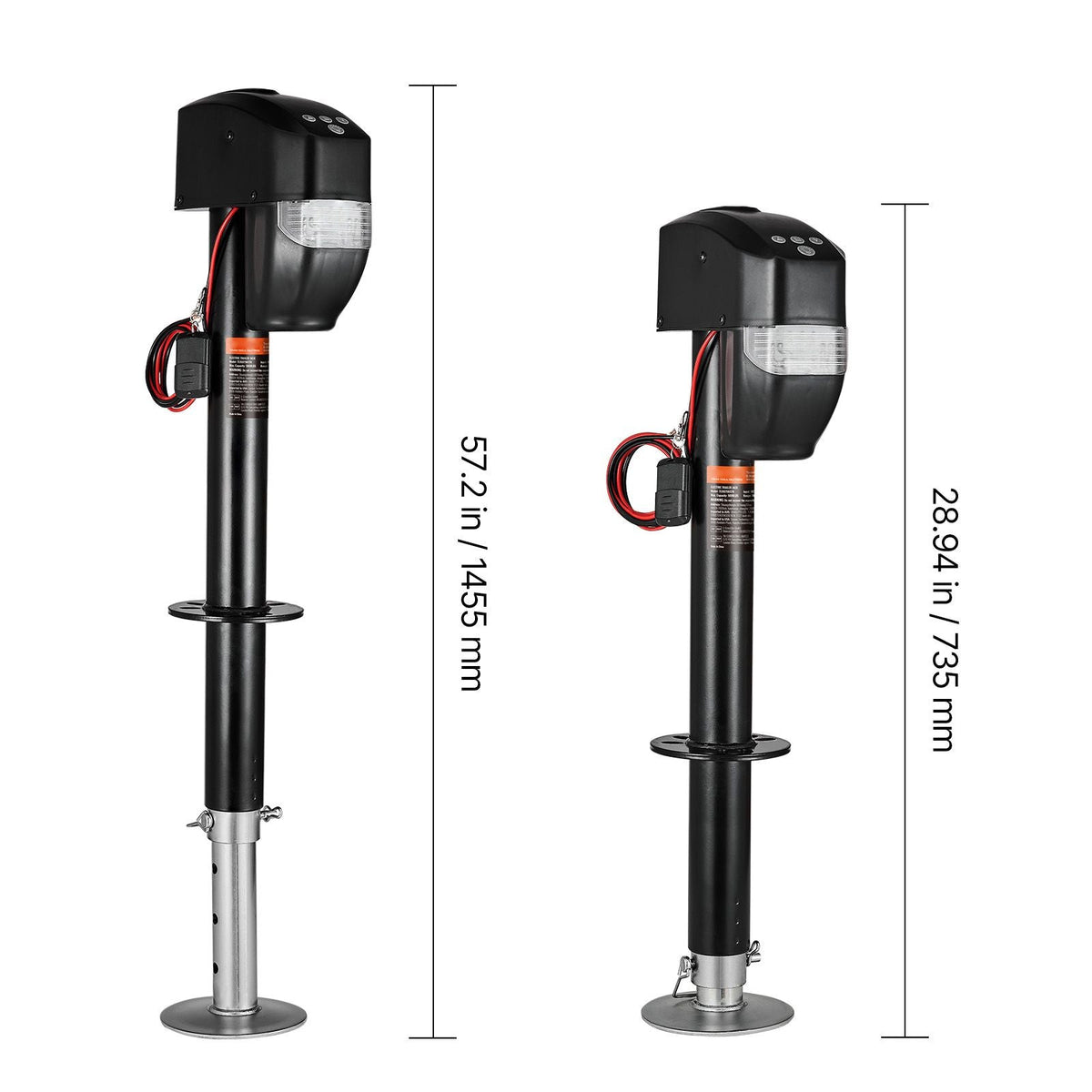 Electric Trailer Jack, 5000 lbs, Heavy Duty RV Electric Power Tongue Jack with 2 Way Connector, Remote Control, Crank Handle & Weatherproof Jack Cover, 10"-28.3" Lift, for Trailers & Campers