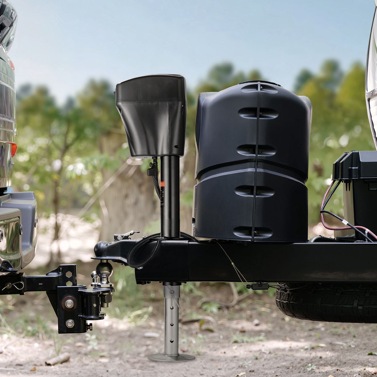 Electric Trailer Jack, 5000 lbs, Heavy Duty RV Electric Power Tongue Jack with 7-pin Connector, Manual Crank Handle & Weatherproof Jack Cover, 10"-28.3" Lift, for Trailers, Campers & RVs, Black