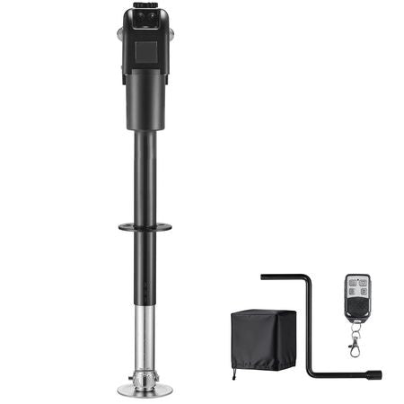 Electric Trailer Jack, 7500 lbs Capacity, Electric Power Tongue Jack with Waterproof Protective Cover & LED Light for Travel Trailer, Camper, RV, 9.84-27.84 in Lift, 12V DC with Wiring, Black