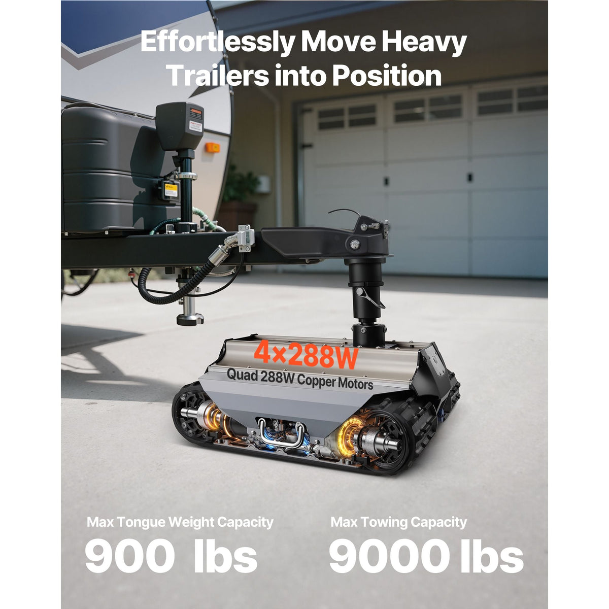 Electric Trailer Mover, 9000 lbs Max Towing Capacity, Remote-Controlled Trailer Mover with 328 ft Wireless Range, Motorised Camper Trolley Kit Fits for Camper RV Caravan Boat Trailer Jack