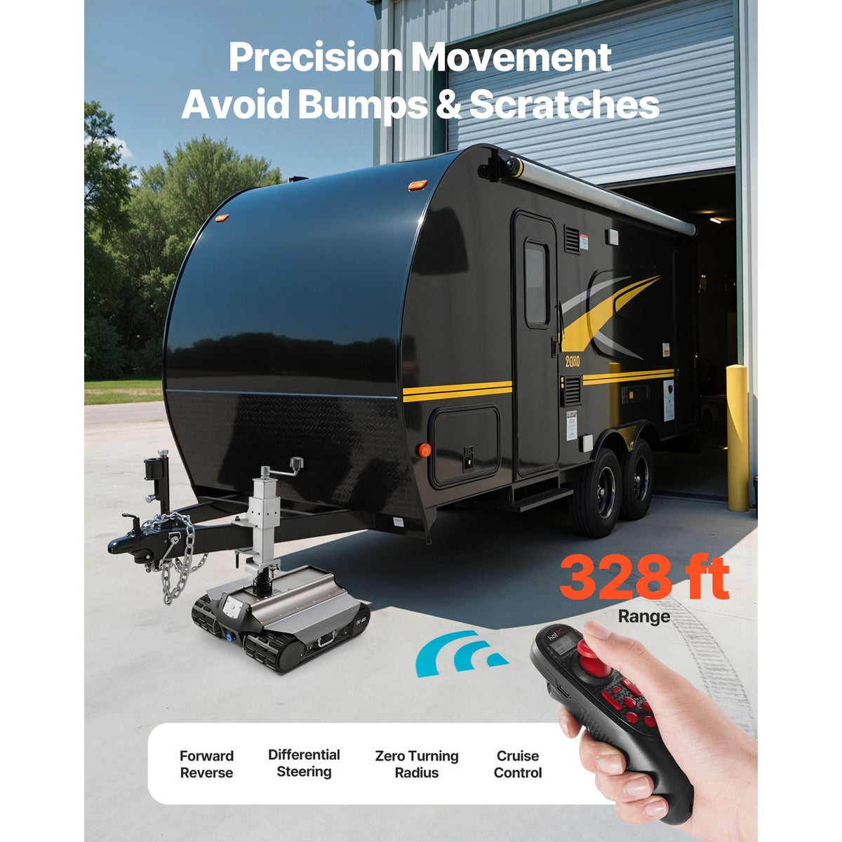 Electric Trailer Mover, 9000 lbs Max Towing Capacity, Remote-Controlled Trailer Mover with 328 ft Wireless Range, Motorised Camper Trolley Kit Fits for Camper RV Caravan Boat Trailer Jack