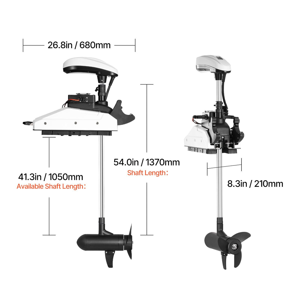 Electric Trolling Motor, 12V 55lbs Thrust with GPS, 10-Speed Bow Mounted Saltwater Outboard Boat Motor with Remote Control & LCD Battery Indicator, for Kayaks, Fishing Boats, 54-Inch Shaft