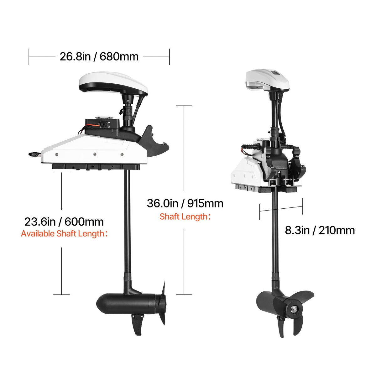 Electric Trolling Motor, 55lbs Thrust with GPS, 10-Speed Bow Mounted Saltwater Outboard Boat Motor with Remote Control & LCD Battery Indicator, for Kayaks, Fishing Boats, 36-Inch Shaft