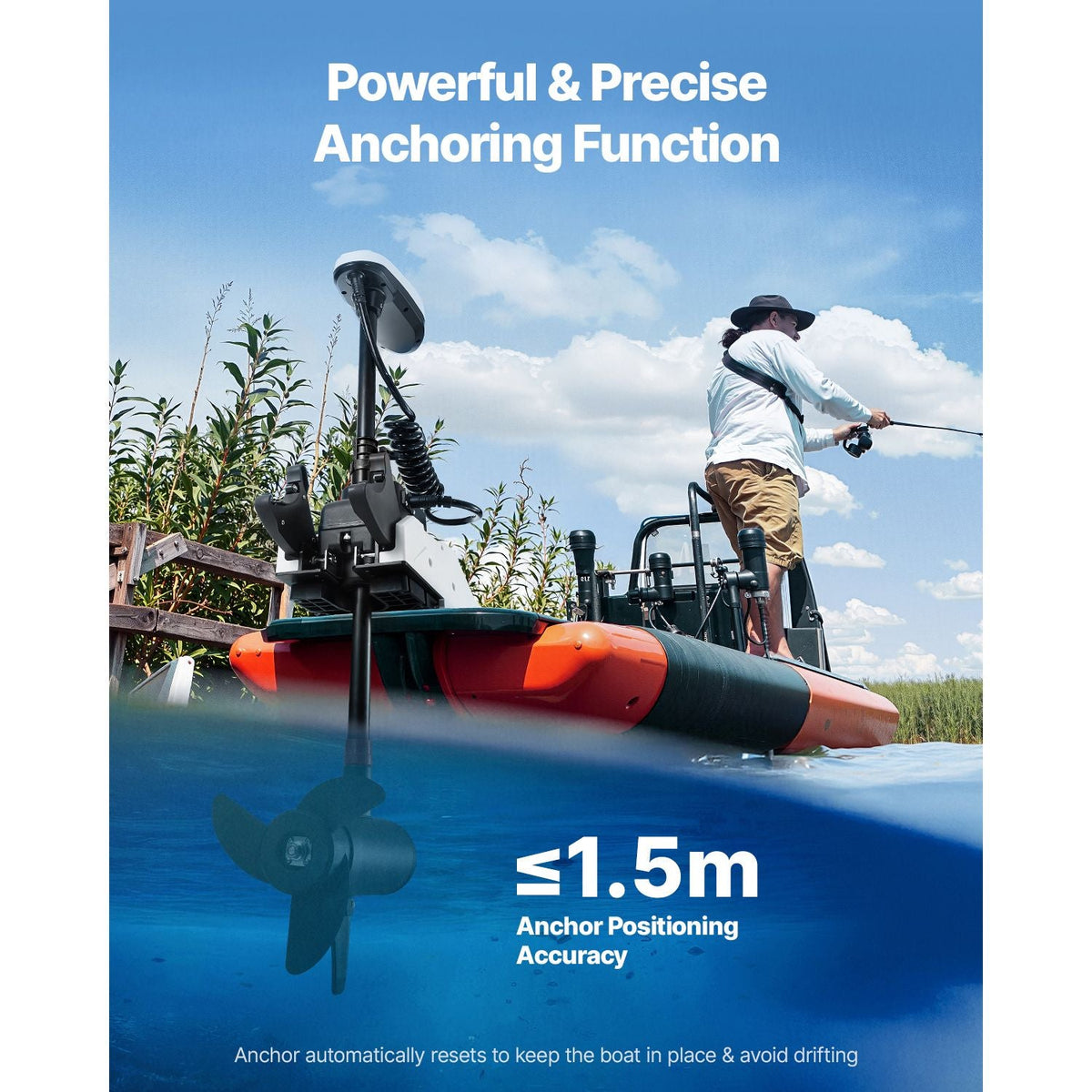Electric Trolling Motor, 55lbs Thrust with GPS, 10-Speed Bow Mounted Saltwater Outboard Boat Motor with Remote Control & LCD Battery Indicator, for Kayaks, Fishing Boats, 36-Inch Shaft