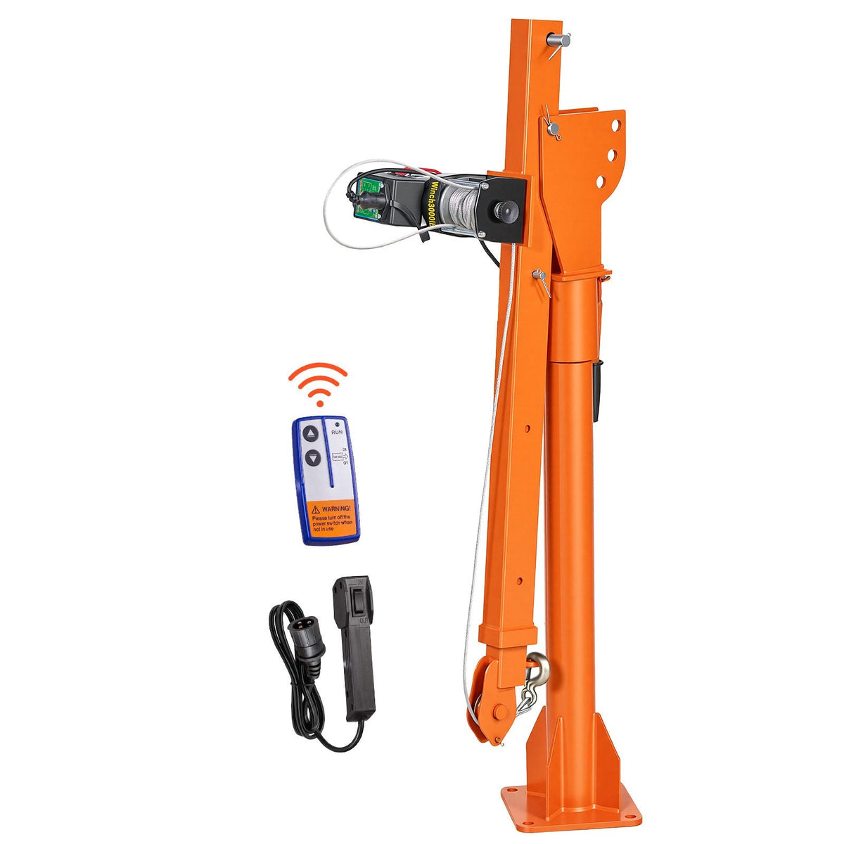 Electric Truck Crane, 1100 lbs Pickup Truck Crane with 12V 3000 lbs Electric Winch, 360° Rotating Telescopic Boom, Premium Galvanized Steel, Foldable Pickup Bed Jib for Machine Lumber Lifting