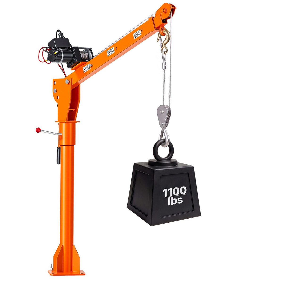Electric Truck Crane, 1100 lbs Pickup Truck Crane with 12V 3000 lbs Electric Winch, 360° Rotating Telescopic Boom, Premium Galvanized Steel, Foldable Pickup Bed Jib for Machine Lumber Lifting