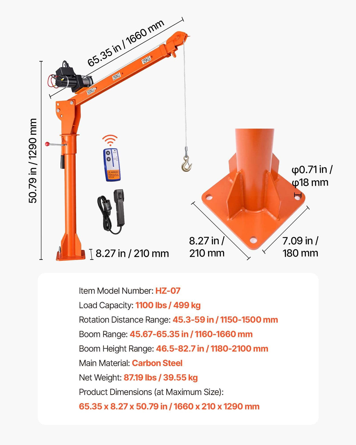 Electric Truck Crane, 1100 lbs Pickup Truck Crane with 12V 3000 lbs Electric Winch, 360° Rotating Telescopic Boom, Premium Galvanized Steel, Foldable Pickup Bed Jib for Machine Lumber Lifting