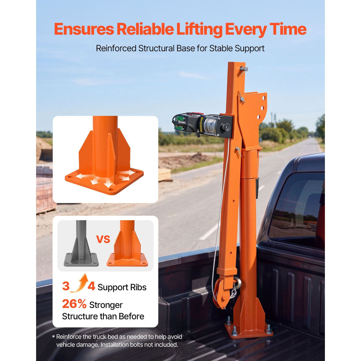 Electric Truck Crane, 1100 lbs Pickup Truck Crane with 12V 3000 lbs Electric Winch, 360° Rotating Telescopic Boom, Premium Galvanized Steel, Foldable Pickup Bed Jib for Machine Lumber Lifting