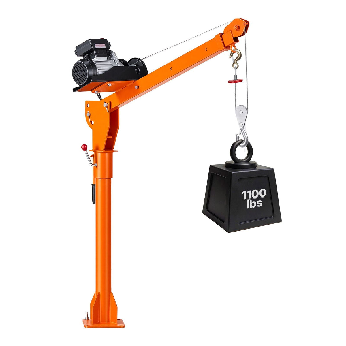 Electric Truck Crane, 1100 lbs Pickup Truck Crane with PA800 Electric Hoist, 360° Rotating Telescopic Boom, Premium Galvanized Steel,Foldable Pickup Bed Jib Hoist for Machine Lumber Lifting