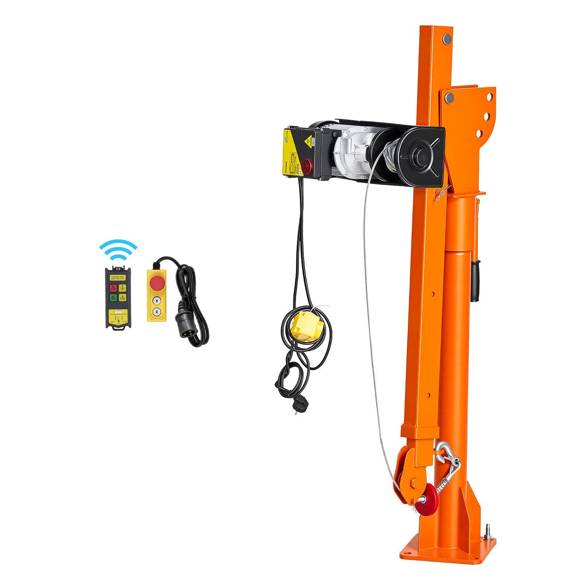 Electric Truck Crane, 1100 lbs Pickup Truck Crane with PA800 Electric Hoist, 360° Rotating Telescopic Boom, Premium Galvanized Steel,Foldable Pickup Bed Jib Hoist for Machine Lumber Lifting