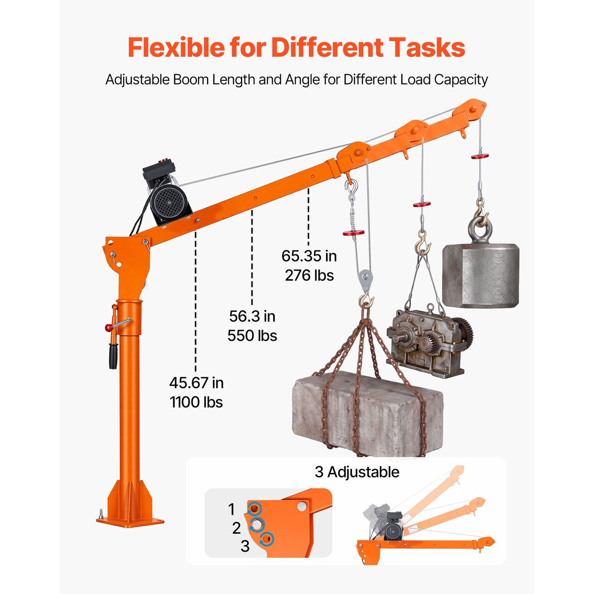 Electric Truck Crane, 1100 lbs Pickup Truck Crane with PA800 Electric Hoist, 360° Rotating Telescopic Boom, Premium Galvanized Steel,Foldable Pickup Bed Jib Hoist for Machine Lumber Lifting
