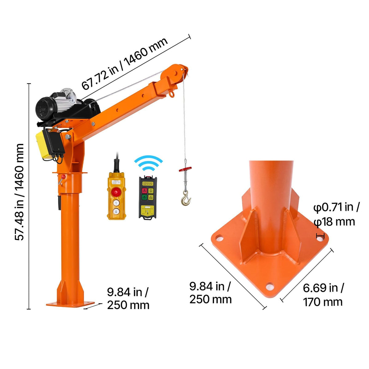 Electric Truck Crane, 2200 lbs Pickup Truck Crane with 2200 LBS Electric Hoist, 360° Rotating Telescopic Boom, Premium Galvanized Steel, Foldable Pickup Bed Jib Hoist for Machine Lumber Lifting