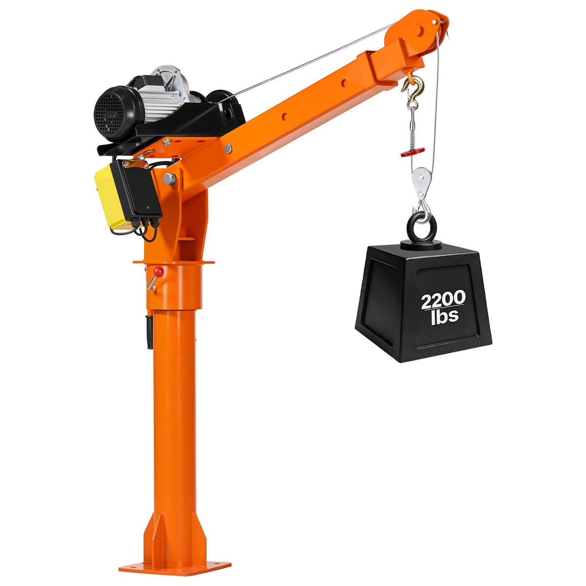 Electric Truck Crane, 2200 lbs Pickup Truck Crane with 2200 LBS Electric Hoist, 360° Rotating Telescopic Boom, Premium Galvanized Steel, Foldable Pickup Bed Jib Hoist for Machine Lumber Lifting