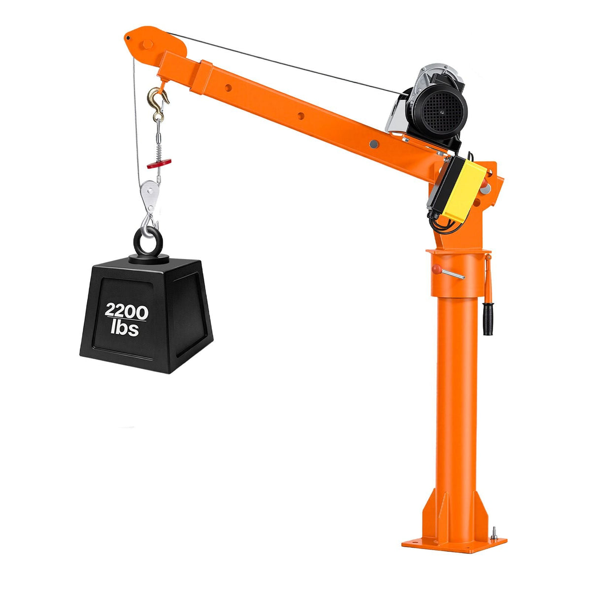 Electric Truck Crane, 2200 lbs Pickup Truck Crane with 2200 LBS Electric Hoist, 360° Rotating Telescopic Boom, Premium Galvanized Steel, Foldable Pickup Bed Jib Hoist for Machine Lumber Lifting