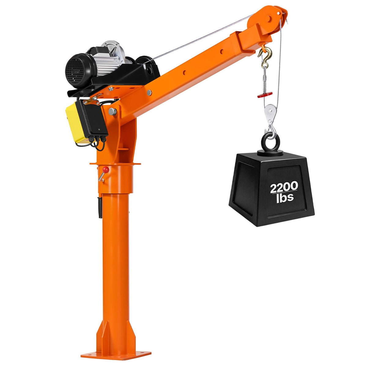 Electric Truck Crane, 2200 lbs Pickup Truck Crane with 2200 LBS Electric Hoist, 360° Rotating Telescopic Boom, Premium Galvanized Steel, Foldable Pickup Bed Jib Hoist for Machine Lumber Lifting
