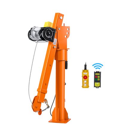 Electric Truck Crane, 2200 lbs Pickup Truck Crane with 2200 LBS Electric Hoist, 360° Rotating Telescopic Boom, Premium Galvanized Steel, Foldable Pickup Bed Jib Hoist for Machine Lumber Lifting