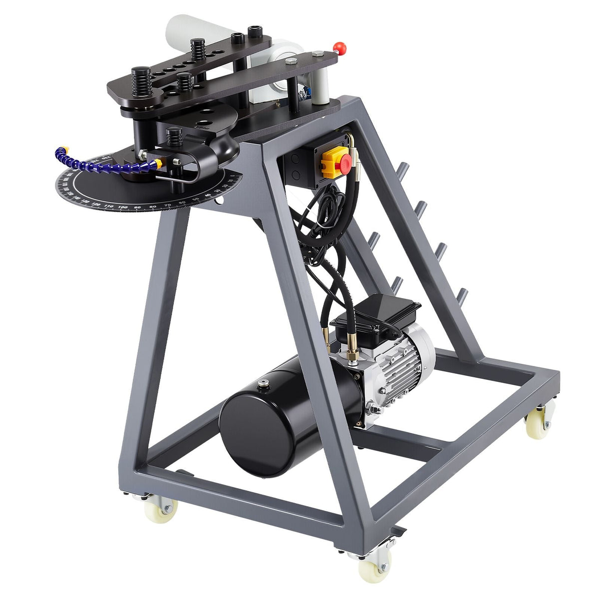 Electric Tube Bending Machine, 750W Electric Tubing Bender with 6L Hydraulic Cylinder, Movable Pipe Bender Machine with 3 Dies & 180° Max Bending Angle, Suitable for 1", 1-1/2", 1-3/4" Pipes