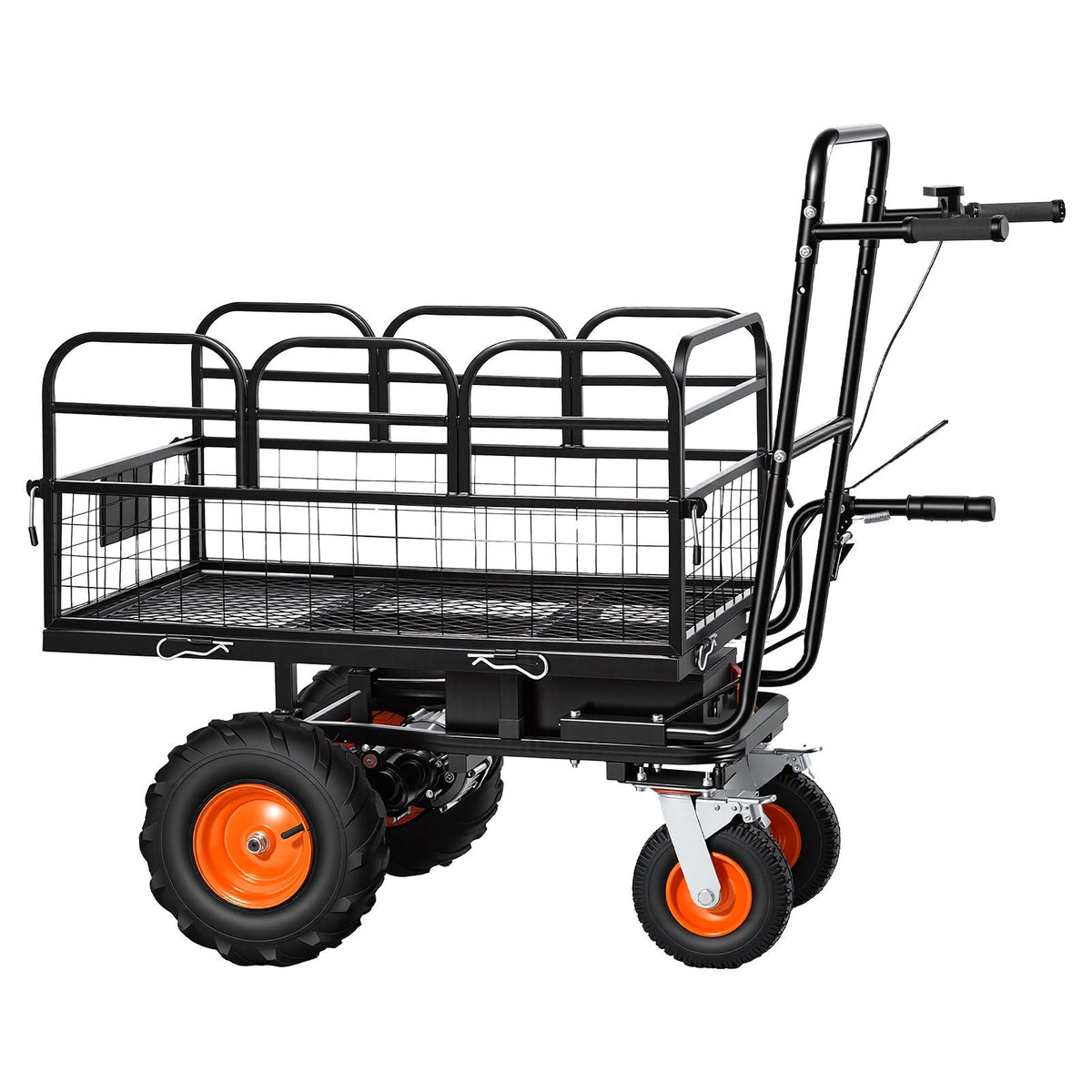 Electric Utility Cart, 36V 432Wh Battery Powered Electric Wagon, 500W Power Wheelbarrow with Brake, 660 lbs Load Heavy Duty Steel Garden Cart for Farm and Yard All Purpose Modular Cargo Bed