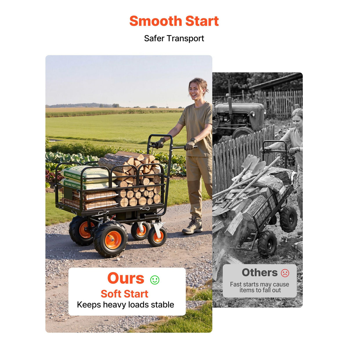 Electric Utility Cart, 36V 432Wh Battery Powered Electric Wagon, 500W Power Wheelbarrow with Brake, 660 lbs Load Heavy Duty Steel Garden Cart for Farm and Yard All Purpose Modular Cargo Bed