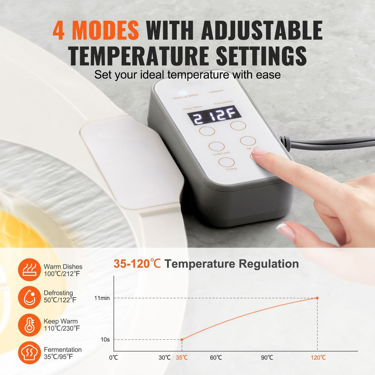 Electric Warming Tray, Food Warming Mat for Buffet, Rollable & Portable Silicone Food Warmer with 4 Adjustable Temperature Settings, Auto Shut-Off & Child Lock, Perfect for Parties, Catering