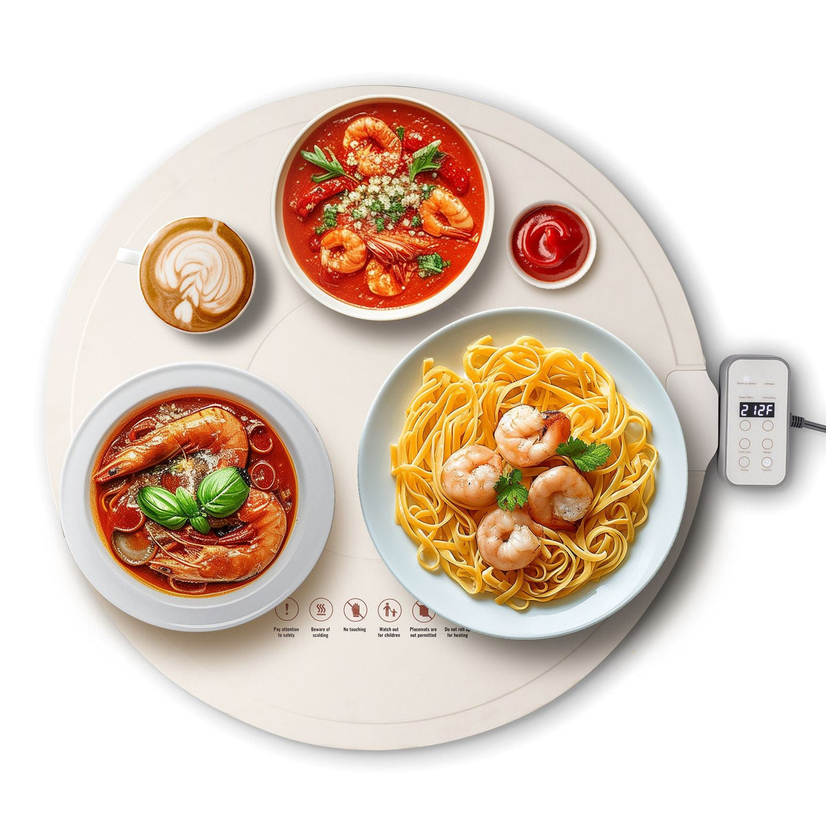 Electric Warming Tray, Food Warming Mat for Buffet, Rollable & Portable Silicone Food Warmer with 4 Adjustable Temperature Settings, Auto Shut-Off & Child Lock, Perfect for Parties, Catering