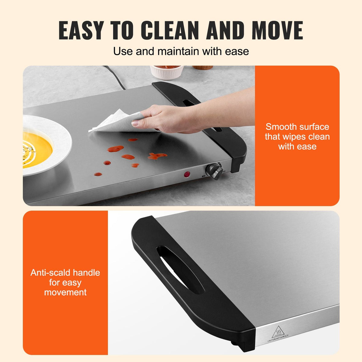 Electric Warming Tray, Food Warming Trays for Buffet, Warming Trays with Adjustable Temperature Control, Portable Stainless Steel Food Warmer, Hot Plate Perfect for Parties, Catering, Holidays