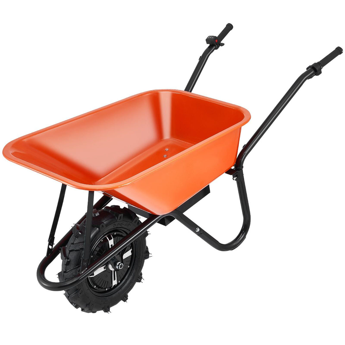 Electric Wheelbarrow Cart, 500W Powered Utility Garden Wagon Dump Cart, 5 Cu. Ft. Load & 330 lbs Capacity with Metal Handle & 16" Track Wheels, One Wheel Barrow Yard Cart & Wagons for Lawn Farm