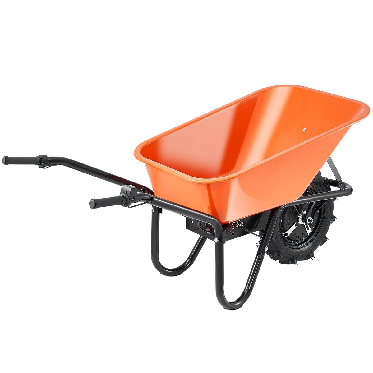 Electric Wheelbarrow Cart, 500W Powered Utility Garden Wagon Dump Cart, 5 Cu. Ft. Load & 330 lbs Capacity with Metal Handle & 16" Track Wheels, One Wheel Barrow Yard Cart & Wagons for Lawn Farm