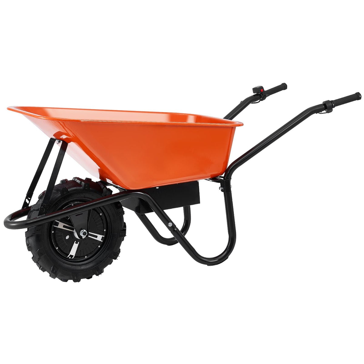 Electric Wheelbarrow Cart, 500W Powered Utility Garden Wagon Dump Cart, 5 Cu. Ft. Load & 330 lbs Capacity with Metal Handle & 16" Track Wheels, One Wheel Barrow Yard Cart & Wagons for Lawn Farm