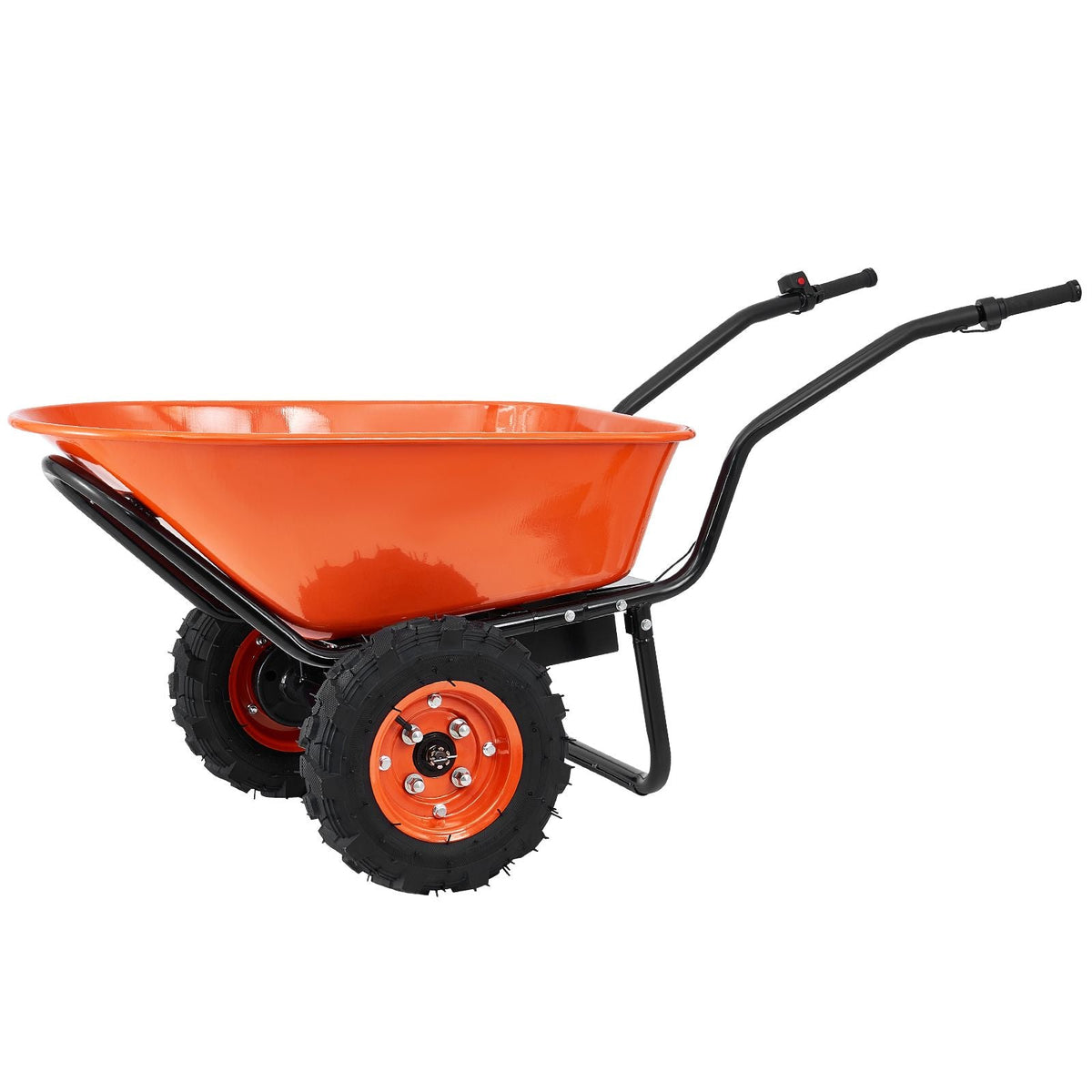 Electric Wheelbarrow Cart, 500W Powered Utility Garden Wagon Dump Cart, 7 Cu. Ft. Load & 573 lbs Capacity with Metal Handle & 16" Track Wheels, Two Wheel Barrow Yard Cart & Wagons for Lawn Farm