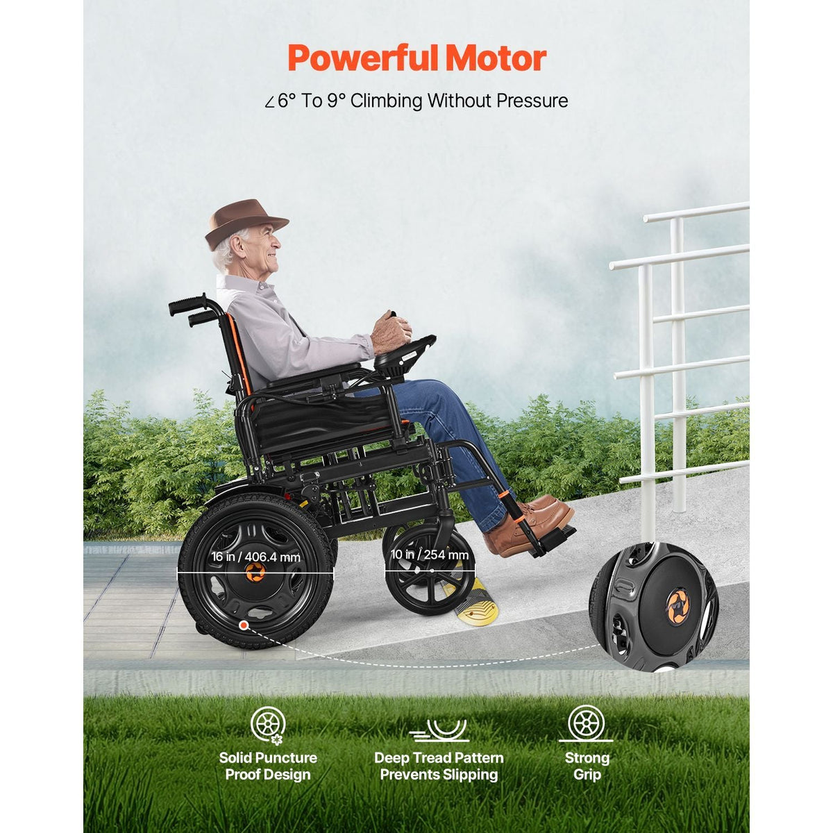 Electric Wheelchair for Adults, 265lbs Capacity, Foldable & Lightweight Motorized Wheelchair, 13-Mile Long Travel Range, All-Terrain Powered Chair, Portable for Seniors & Disabled