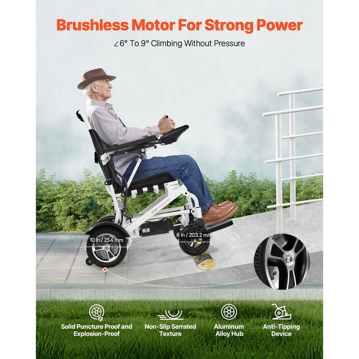 Electric Wheelchair for Adults, 300lbs Capacity, Foldable & Lightweight Motorized Wheelchair, 13-Mile Long Travel Range, All-Terrain Powered Chair, Portable 21 inch Seat for Seniors & Disabled