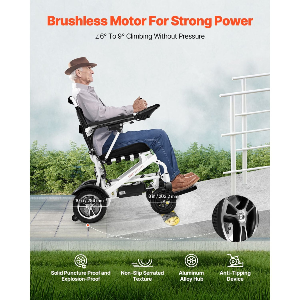 Electric Wheelchair for Adults, 300lbs Capacity, Foldable & Lightweight Motorized Wheelchair, 13-Mile Long Travel Range, All-Terrain Powered Chair, Portable for Seniors & Disabled