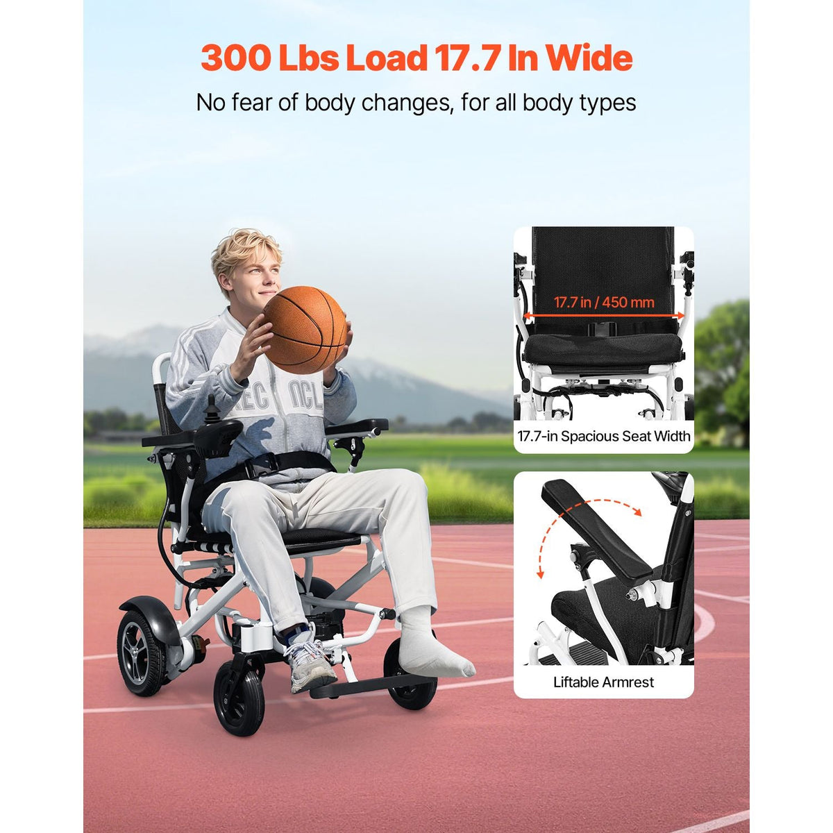 Electric Wheelchair for Adults, 300lbs Capacity, Foldable & Lightweight Motorized Wheelchair, 13-Mile Long Travel Range, All-Terrain Powered Chair, Portable for Seniors & Disabled