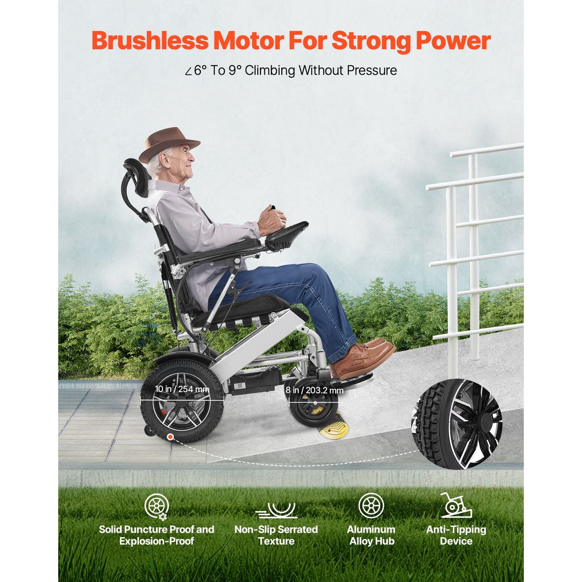 Electric Wheelchair for Adults, 300lbs Capacity with Adjustable Backrest, Foldable & Lightweight Motorized Wheelchair, 13-Mile Range, All-Terrain Powered Chair, Portable for Seniors & Disabled
