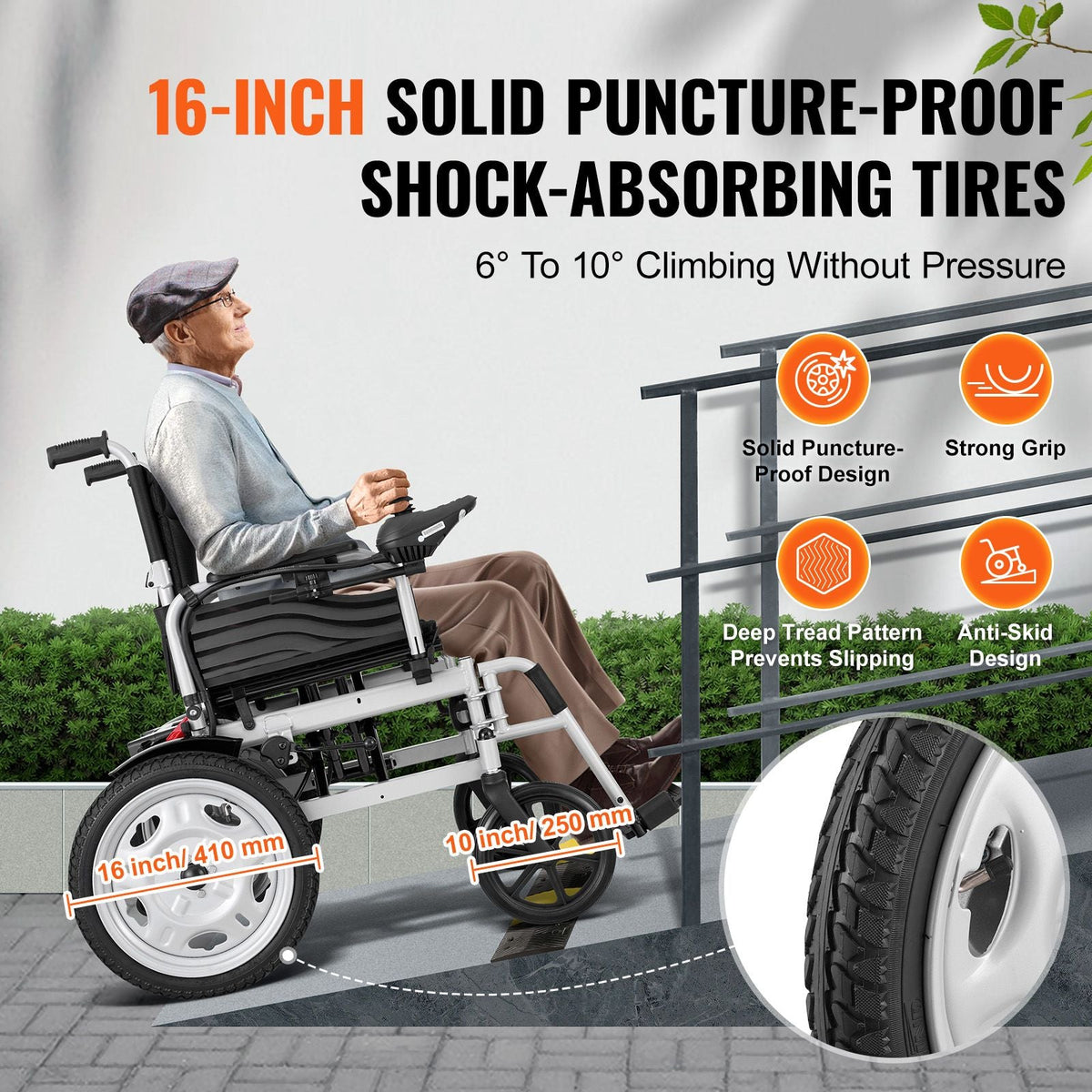 Electric Wheelchair for Adults Seniors, 265 lbs Weight Capacity, 17.5in Width Lightweight Foldable Motorized Power Wheelchairs, UP to 12.5Miles Range All Terrain Power Chair, Adjustable Backrest