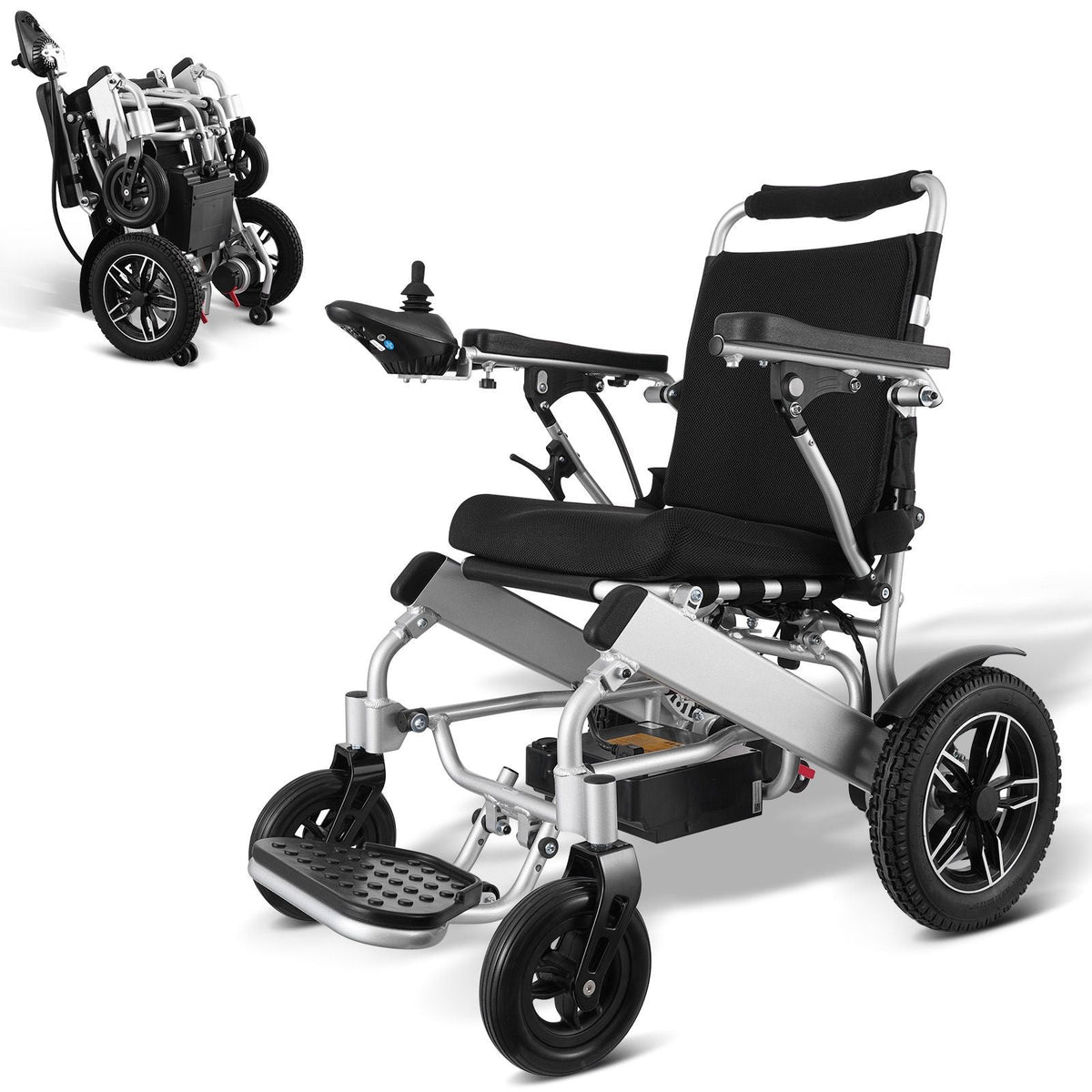 Electric Wheelchair for Adults Seniors, 300 lbs Weight Capacity, 17.7 in Width Lightweight Foldable Motorized Power Wheelchairs, Long Range All Terrain Aluminum Alloy Chair, Adjustable Backrest