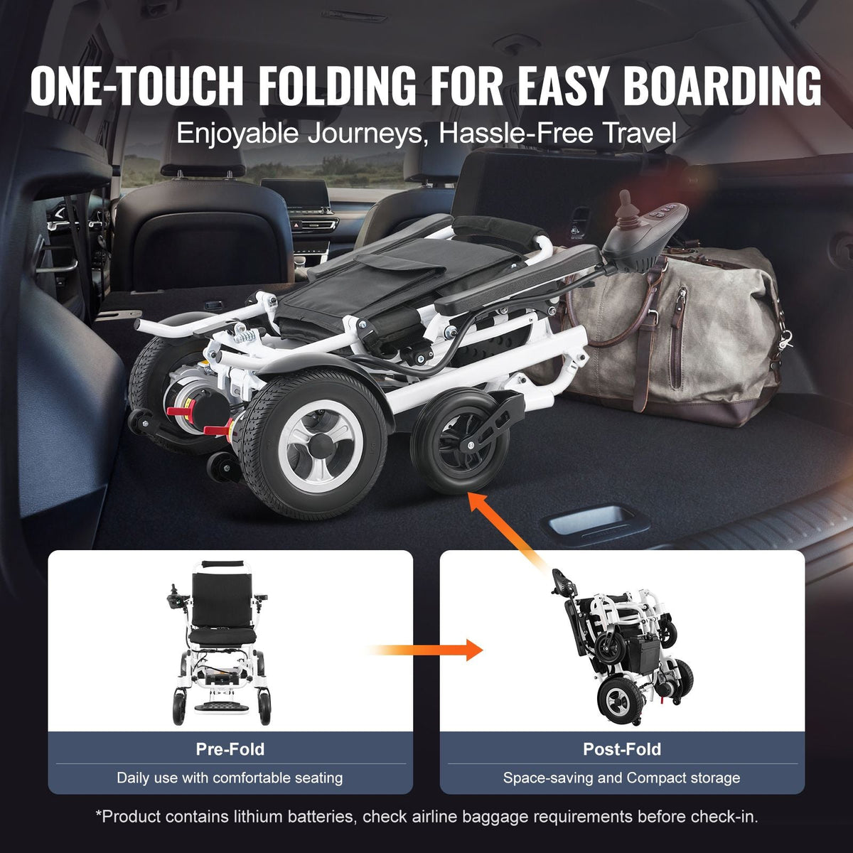 Electric Wheelchair for Adults Seniors, 300 lbs Weight Capacity, 17.7 in Width Lightweight Foldable Motorized Power Wheelchairs, UP to 12.5 Miles Range All Terrain Aluminum Alloy Chair